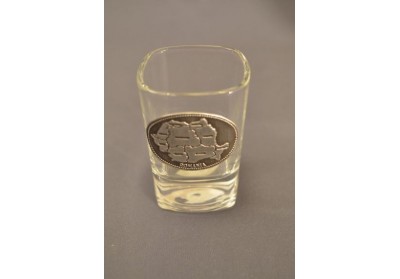 Păhărel pentru alcool pătrat cu plăcuţă metalică România